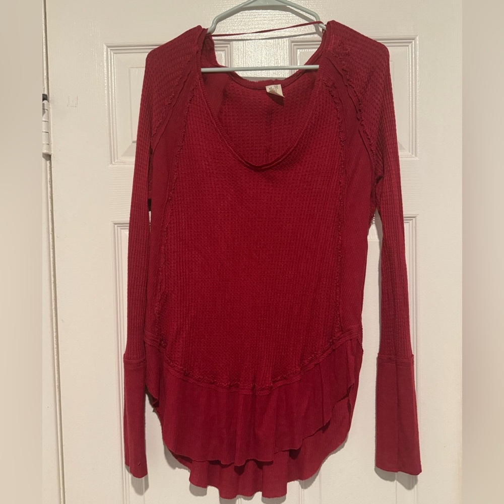 We The Free Deep Red Long Sleeve Thermal Top - Size Small
